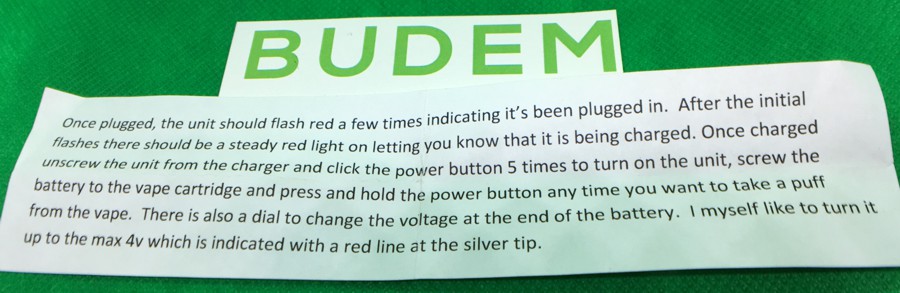 Budem's vape pen user guide